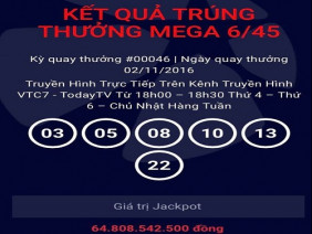 Lại có người trúng xổ số Vietlott gần 65 tỷ đồng