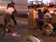 Đôi nam nữ chửi mắng, đánh đập nhau dã man giữa phố đông người