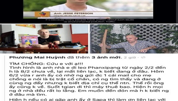 Cô gái nhờ cộng đồng mạng tìm chồng Tây mất tích trên Fansipan