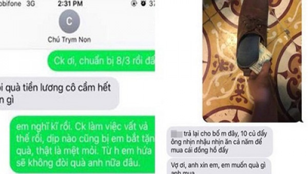 Đang định trốn quà ngày 8/3, bức ảnh vợ chụp khiến anh chồng nài nỉ xin “cống nộp”
