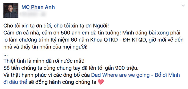 Nói là làm, MC Phan Anh đóng góp 500 triệu và kêu gọi chung tay giúp đỡ đồng bào gặp lũ lụt miền Trung - Ảnh 2.