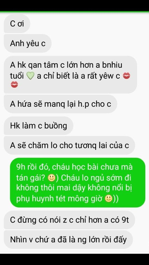 Đoạn hội thoại của cậu thiếu niên và cô gái. (Ảnh: Internet)