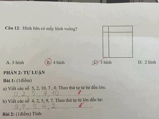 Bài toán lớp 1 đếm hình vuông khiến người lớn toát mồ hôi tìm lời giải - Ảnh 1.