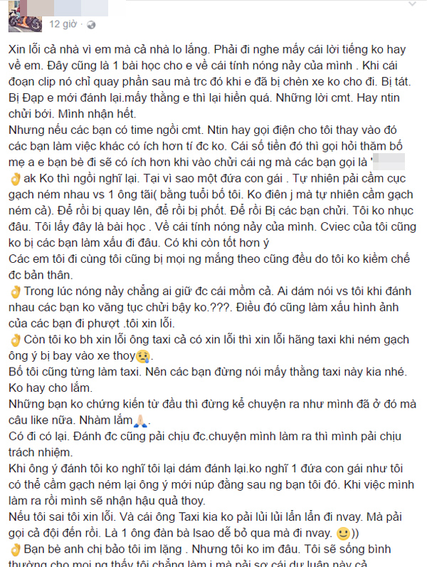 Nữ phượt thủ tiết lộ lý do khiến cô cầm gạch đánh tài xế taxi