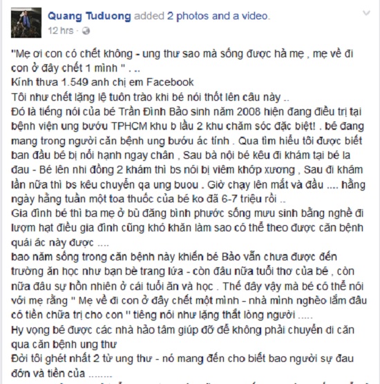 Cậu bé khiến nhiều người phải đau đến thắt lòng: “Mẹ về đi con ở đây chết 1 mình”