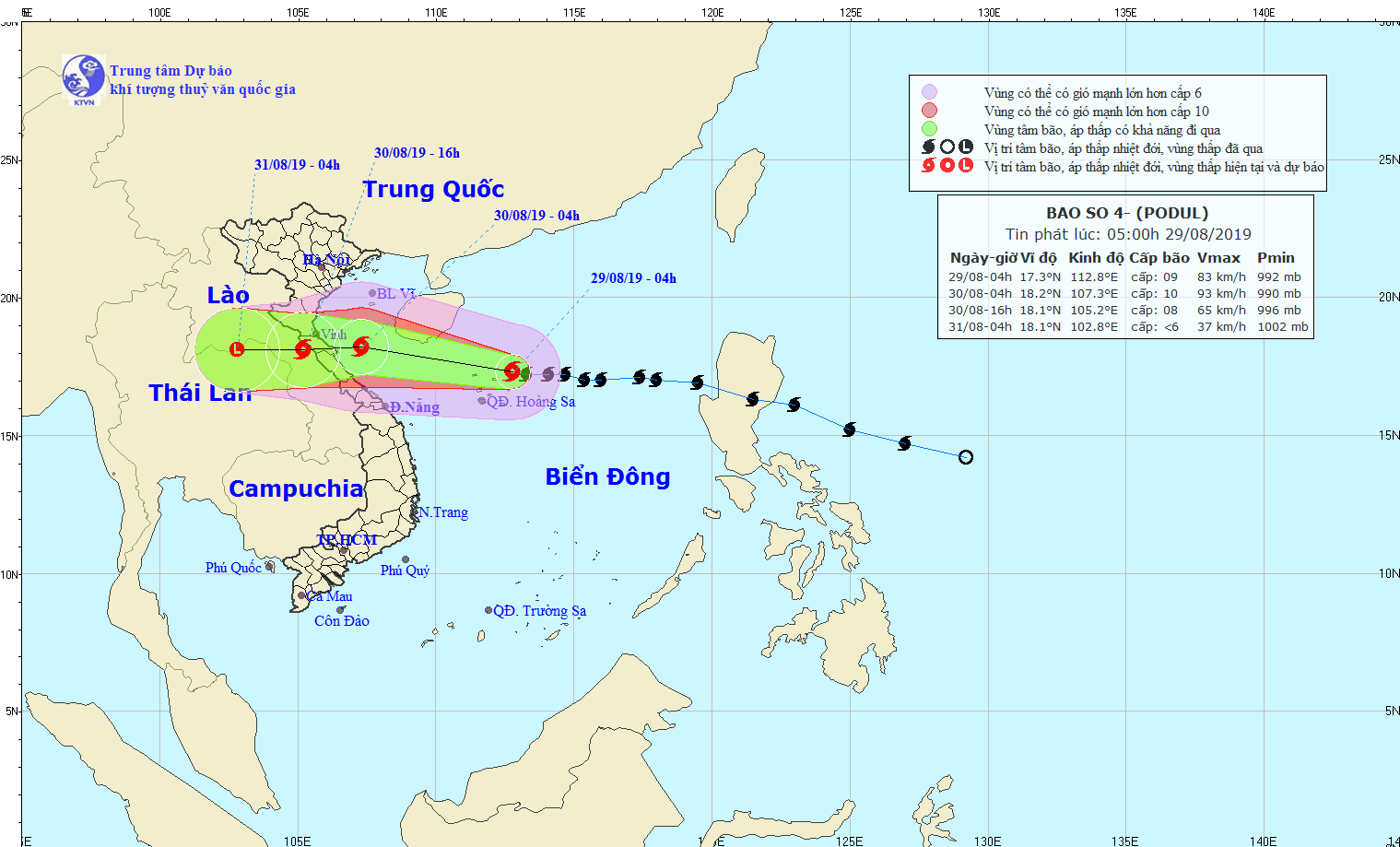 Tin mới nhất cơn bão số 4: Bão cách Quảng Bình - Quảng Trị 480km